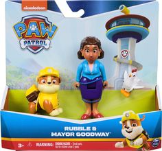 paw patrol rubble & mayor goodway action figure set