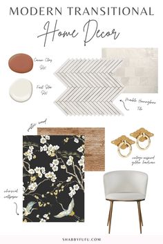 an interior design board with the words modern traditional home decor