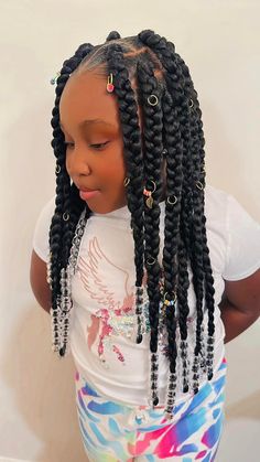 Box Braids Natural Hair, Braids Natural Hair, Natural Hairstyle, Braids With Beads, Hair Women, Braids For Kids, Kids Braided Hairstyles, Hair Natural