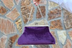 🔘This stunning frame purse clutch is perfect for brides, bridesmaids, mother of the bride, or any formal function. 🔘This Clutch Purse is available in different handle/strap lengths.  ◆Chain length 35cm / 14 inches ◆Chain length 75cm / 30 inches  ◆Chain Length 120cm /47 inches ◆Chain Length 150cm /59 inches 🔘Material: Velvet, purse frame, chain, Fabric Lining 🔘MEASUREMENT:  Bottom length :  11.5 inch / 29 cm                                       Top length : 8 inch 20 cm Elegant Purple Evening Bag For Formal Occasions, Purple Evening Bag For Wedding, Purple Wedding Evening Bag, Elegant Clutch Bag For Bridesmaid Gift, Elegant Rectangular Bag For Bridesmaid Gift, Elegant Purple Clutch For Events, Elegant Purple Clutch For Event, Elegant Purple Evening Clutch, Elegant Rectangular Bridesmaid Gift Bag