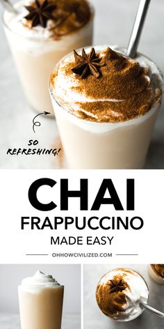 chai frapuccino made easy with whipped cream and cinnamon