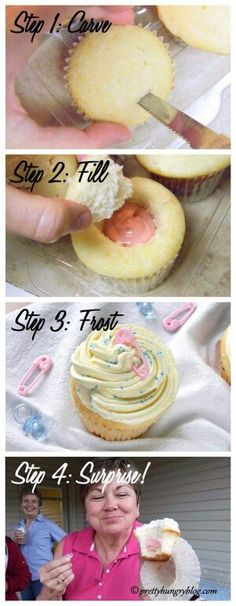 the steps in how to decorate cupcakes with icing