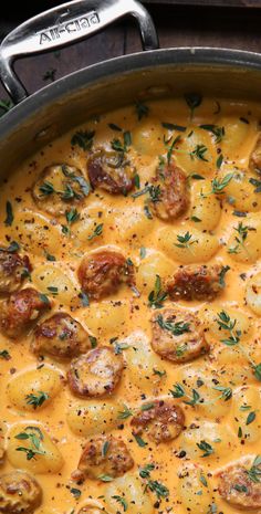 Creamy Butternut Squash Gnocchi with Sausage, Thyme, and Sage in a stainless steel pan November Soup Recipes, Cozy Healthy Recipes, Whole Food Fall Recipes, Food For Single Person, Fall Recipes 2024, Easy Fall Recipes Dinner Healthy, Gourmet Autumn Recipes, Cozy Winter Recipes Dinners, Vegetarian Fall Dishes