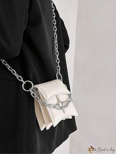 BirdinBag - Compact Chain-Adorned Flap Square Bag Chain Crossbody Shoulder Bag, Elegant Bags With Double Chain And Chain Link Shape, Rectangular Bag With Double Chain For Everyday Use, Fashion Chain Satchel Shoulder Bag, Fashion Accessory Pouch Shoulder Bag With Chain Strap, Fashionable Chain Satchel Shoulder Bag, Bag With Chain, Word Wrap, Square Bag