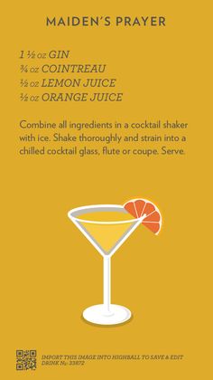 an orange and white cocktail in a martini glass with the ingredients to make it taste