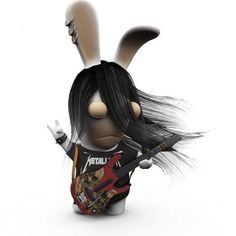 a cartoon character with long hair holding a guitar