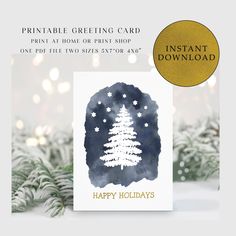 a christmas card with an image of a pine tree