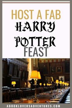 the hog potter's house with text overlay that reads, host a fab harry potter feast