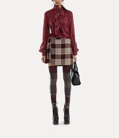 Meghan Kilt in RED-CHECK | Vivienne Westwood® Fall Denim Skirt With Belt Loops, Designer Fall Skirt For Workwear, Designer Skirt For Workwear In Fall, Vivienne Westwood Punk, Frill Shirt, Punk Aesthetic, Stylish Work Attire, Jacquard Design, Safety Pins