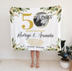 "50th Anniversary Blanket Gift for Couples, 50 years of marriage gift for parents, Golden Wedding Anniversary Personalized Photo Blanket ⭐This is an amazing gift for 50th anniversary for your loved ones! ♥️ BLANKET SIZES ( Please see size chart, and measure carefully) * 30 x 40\" (76 x 101.6cm) - Small baby blanket - Ideal Baby Shower Gift or Nursery Decoration Add-On for little one's room. - Can also be used as lap blanket, small pets or chair throw blanket * 50 x 60\" (127 x 152.4cm) - Suggest Anniversary Blanket, Small Baby Blankets, Chair Throw, Marriage Gift, Cadeau Parents, 50 Years Anniversary, Golden Wedding Anniversary, Marriage Gifts, Gift For Parents