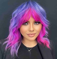 Pink And Purple Hair, Hair Color Placement, Exotic Hair Color, Funky Hair Colors, Color Block Hair, Dramatic Hair, Vivid Hair Color, Creative Hair Color, Bright Hair Colors