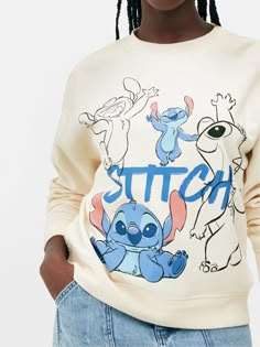 Women's Beige Disney’s Lilo and Stitch Graphic Sweatshirt | Primark Disney Long Sleeve Relaxed Fit Top, Disney Style Long Sleeve Tops With Relaxed Fit, Disney Tops With Relaxed Fit And Long Sleeve, Disney Clothes For Women, Disneyland Sweatshirt, Stitch Things, Primark Store, Stitch Sweatshirt, Beige Long Sleeve