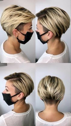 Κούρεμα Bob, Short Blonde Haircuts, Trendy Hairstyle, Undercut Hairstyles, Haircut For Thick Hair, Aesthetic Cute