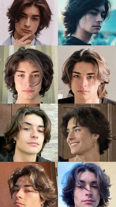 Fancy Hairstyles Men, Shaggy Middle Part Hair Men, Prince Charming Haircut, Men Aesthetic Hairstyle, Wavy Wolfcut Hair Men, Twink Hair Styles, Wavy Mullet Men, Short Wavy Hairstyles Men, Medium Hair Styles Men