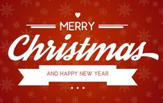 merry christmas and happy new year lettering on red background with snowflakes stock illustration