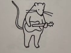 a drawing of a rat playing a guitar