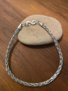 "This authentic hand crafted 925 blackened silver bracelet is 8\" long and 3mm wide. It was woven in traditional Viking knit weave." Beard Rings, Viking Knit Jewelry, Knit Jewelry, Viking Knit, Bracelet Argent, Braided Bracelets, Vikings, 925 Silver, Silver Bracelet