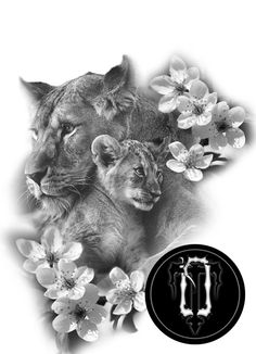 two lions with flowers in the background and an i d logo above it that says,