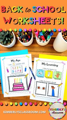 back to school worksheets for kids with pictures and pencils on the desk