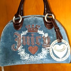 Bnwt Rare Vintage Juicy Couture Bowler In Rich Teal With Brown Trim And Silver Hardware. Absolutely Stunning Bag With No Peeling, Stains Or Flaws Of Any Kind. Excellent Collectors Bag Juicy Couture Clothes, Trashy Outfits, Brown Trim