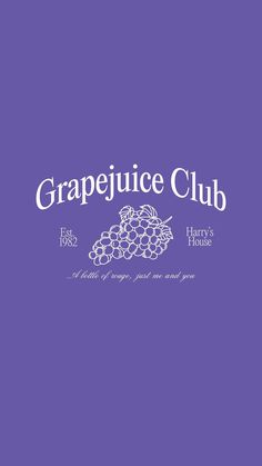 the grapejuice club logo is shown on a purple background with white lettering and grapes