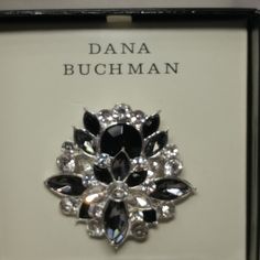 Beautiful Dana Buchman Brooch. New Comes With Original Box Classic Black Brooches For Wedding, Elegant Black Anniversary Brooch, Classic Black Wedding Brooch, Classic Black Wedding Brooches, Black Metal Brooch Jewelry, Antique Black Wedding Brooches, Luxury Black Statement Brooches, Silver Flower-shaped Brooches With Rhinestones, Black And Silver