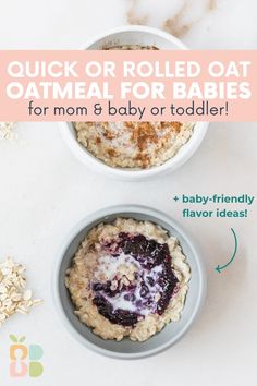 two bowls filled with oatmeal for babies