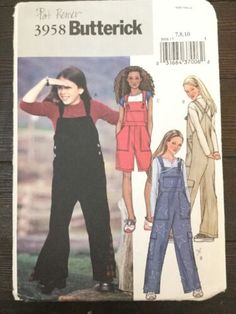 Butterick 3958 Girls Overalls Short or Long Loose-fitting Size 7-10 Uncut | eBay How To Wear A Beret, How To Wear Shorts, Wedding Reception Program, Overalls Pattern, School Products, Blush Bridesmaids, Back To School Fashion, Girls Overalls, Bib Overalls