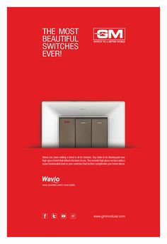 the most beautiful switches ever brochure is displayed on a red background with white lettering