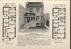 an old house with three floors and two stories in the same room, as well as another floor plan