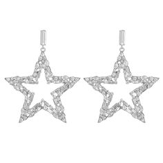 PRICES MAY VARY. Big star earrings，these beautiful earrings make a lovely gift for the one you love. Five-pointed star hanging earrings. Crystal rhinestone hollow earrings for ladies. Materials: Made of Hypoallergenic Alloy Post Pin. AAAAA Cubic Zirconia, Shiny & Sparkly. Size & Details: Rhinestone Big Star Dangle Size 3.93*3.14 Inches, Crystal Long Tassel Stars Charms Drop Dangling Earring, Fashion Lightweight Statement Stud Earrings. Birthstone Zircon Earrings. Add some happiness and color to Star Drop Earrings, Silver Star Earrings, Dangle Hoop Earrings, Party Earrings, Wedding Bridal Jewellery, Crystal Stars, Star Design, Hanging Earrings, Crystal Art