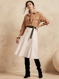 Vegan Leather Midi Skirt | Banana Republic Factory Luxurious Flat, Leather Looks, Fantasy Wardrobe, Leather Midi Skirt, Clothes Designer, Vegan Fashion, Banana Republic Factory, Glamour Fashion