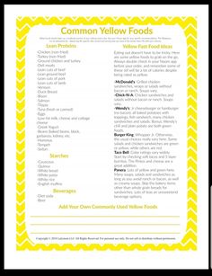 Yellow Noom Foods, Yellow Foods Noom Snacks, Yellow Noom Recipes, Yellow Foods Noom, Noom Food List By Color Printable, Noom Diet Plan Free, Noom Menu Plan, Noom Food List By Color, Noom Diet Plan Recipes