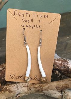 Gorgeous Dentallium Shell drop earrings. Made from Dentallium Shell with Jasper beads. Silver hooks and rubber backs. An absolutely gorgeous and unique gift for any occasion! Hand made here in beautiful Alaska by local resident Letti Tait. Beautiful, unique and a conversation piece! White Dangle Earrings With Fish Hook, White Fish Hook Earrings As Gift, Jasper Beads, Conversation Piece, Alaska, Jewelry Earrings Dangle, Etsy Earrings, Dangle Drop Earrings, Hand Made