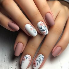 Like this nails design? Click and buy me a coffee ❤️ Trendy Design Nails, Fall Nail Short Nails, Nude Design Nails, Cute Floral Nails, Nails Flower Design, Nail Decals Designs, Coffee Nails, Fancy Nails Designs, Blush Nails