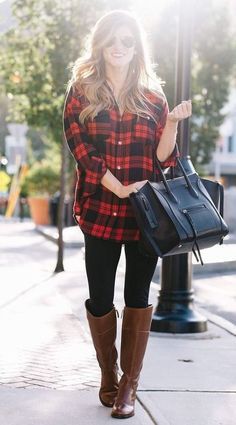 Look Legging, Black Leggings Outfit, Flannel Outfits, Legging Outfits, Cute Winter Outfits, Leggings Casual, Casual Winter Outfits, Fall Fashion Trends, Winter Outfits Women