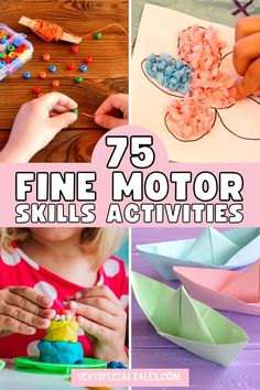 examples of fine motor skills activities like playing with play dough, threading beads, origami or paper crafts Fun Fine Motor Activities For Kindergarten, Working On Fine Motor Skills, Eyfs Motor Skills, Small Motor Skills Kindergarten, Large Group Fine Motor Activities, Small Muscle Activities For Preschoolers, Fine Motor Outdoor Activities, Games For Motor Skills, Pediatric Fine Motor Activities