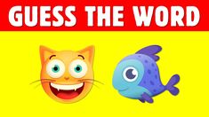 a cartoon cat and fish with the words guess the word