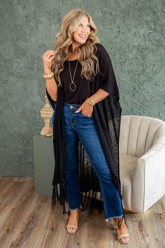 Unleash your inner boho chic with our Hailey Fringe Kimono. Made with knit fabric, this kimono features trendy fringe details and an overlay design. Perfect for adding a touch of whimsy to any outfit. (Goes well with flower crowns and music festival tickets!) Jensen is wearing a size one-size. Runs true to size 100% acrylic Size Small Measurements Length: 52" Washing Instructions Hand wash cold separately. Do not bleach. Hang to dry. Trendy Fringe, Fringe Kimono, Flower Crowns, Western Wear, Flower Crown, Washing Instructions, Music Festival, Boho Chic, Knit Fabric