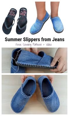 the instructions to make slippers from jeans