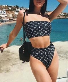 Lv Swimsuit, Brown Swimsuit, Tie Dye Swimsuit, Trendy Bikinis, Trendy Swimsuits, Swimsuits Outfits, Trendy Swimwear, 2 Piece Swimsuits