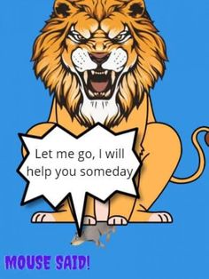 an image of a cartoon lion saying let me go, i will help you someday