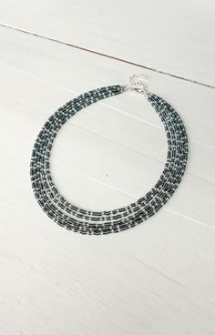 Layered Beaded Choker Necklace Multi Stranded Grey Silvery Seed Beads Layered Choker Necklace, Beaded Choker Necklace, Quartz Earrings, Beaded Choker, Ceramic Beads, Stylish Jewelry, Leather Necklace, Everyday Jewelry, Multi Strand