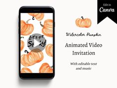 an animated video with text and pumpkins on the screen for halloween party or celebration