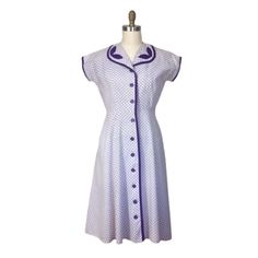 Vintage 1950s Purple Cotton Day Dress | 1950s Vintage Purple Print Dress | eBay 1950s Style Fitted Dress With Buttons, 1950s Style Dress With Fitted Bodice, 1950s Style Dresses With Fitted Bodice And Lined, 1950s Style Vintage Fashion Dresses, 1950s Short Sleeve Dress For Vintage Fashion, 1950s Short Sleeve Vintage Fashion Dress, 1950s Style Short Sleeve Vintage Dress, 1950s Style Dress With Fitted Bodice For Vintage Fashion, 1950s Style Dress With Fitted Bodice For Vintage Events