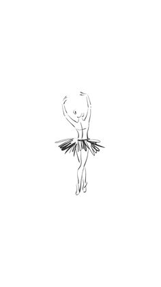 a black and white drawing of a ballerina