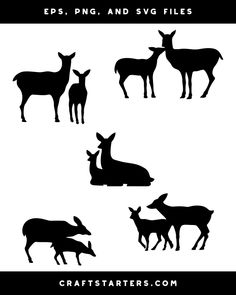 the silhouettes of deer are shown in black and white