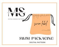 a swim bag with the words swim pack written on it and an orange drawsack