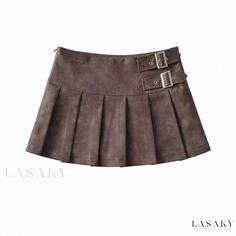 Lasaky - High-Waisted Pleated Mini Skirt with Shorts Underneath Skirt With Shorts Underneath, Silk Velvet Dress, Skirt Streetwear, Velvet Midi Skirt, Split Long Dress, Skirt With Shorts, Coffee Color, Pleated Shorts, Color Effect