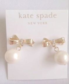 Kate Spade Pearl Earrings, Kendra Scott Bow Earrings, Bow And Pearl Earrings, Kate Soade Earrings, Kate Spade Bow Earrings, Cute Bow Earrings, Cute Pearl Earrings, Bow Tie Earrings, Bow Pearl Earrings